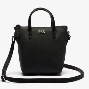 Lacoste Black Petit Piqué Mini Zip Tote Bag